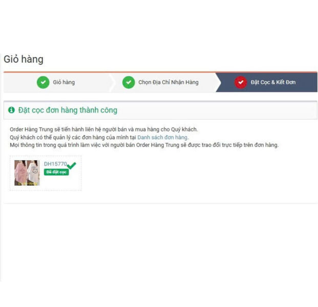 Đặt cọc đơn hàng